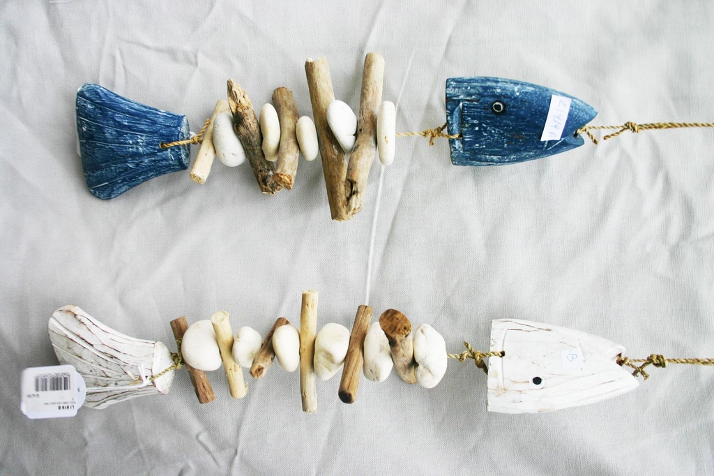 PESCE LEGNO LISCA SASSI E BASTONI BIANCO SLAVATO 