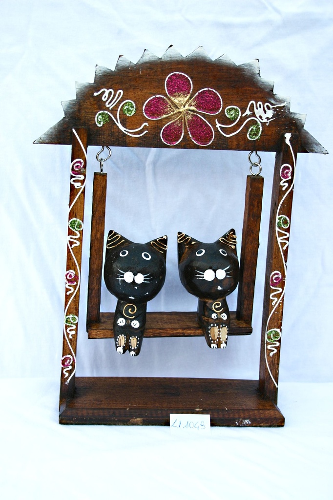 ALTALENA LEGNO C/2 GATTI 2 COL ASS CM 15*6*25H 