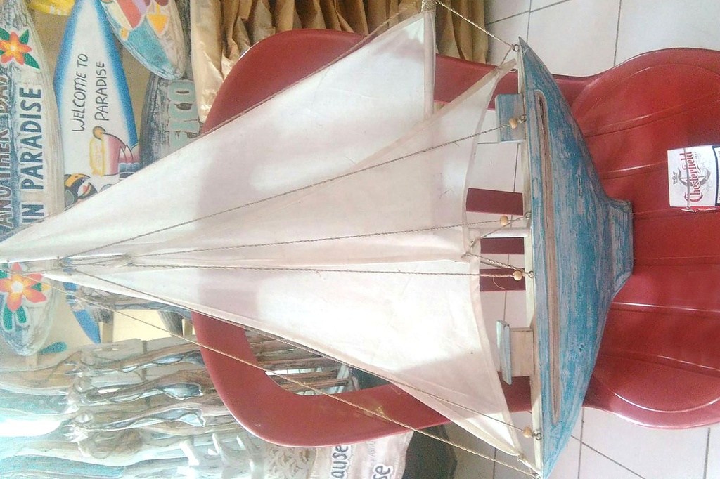 BARCA LEGNO A VELA DA APPENDERE - CM 55*75 