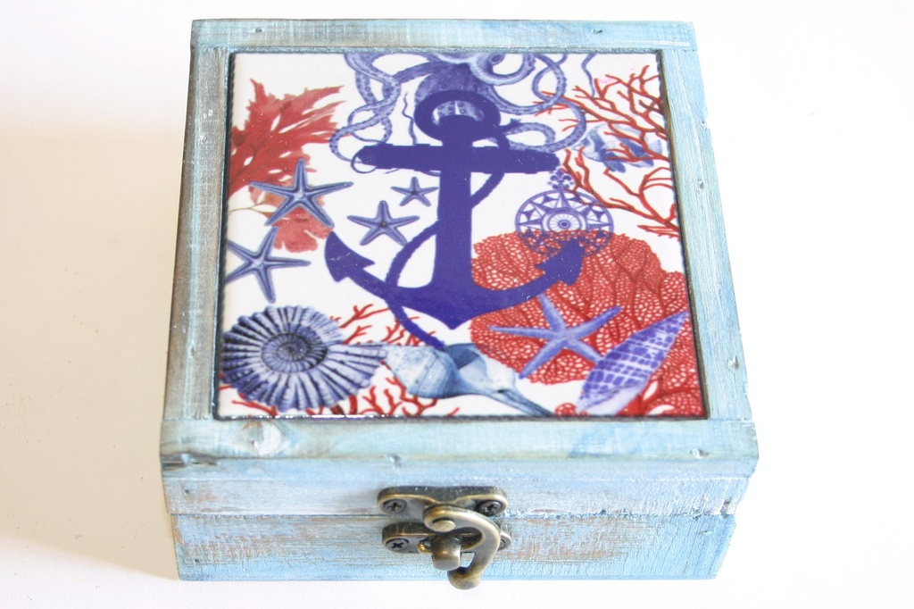 SCATOLA LEGNO C/DEC ANCORA CER. 12*13*5.5 CM 3 MOD 