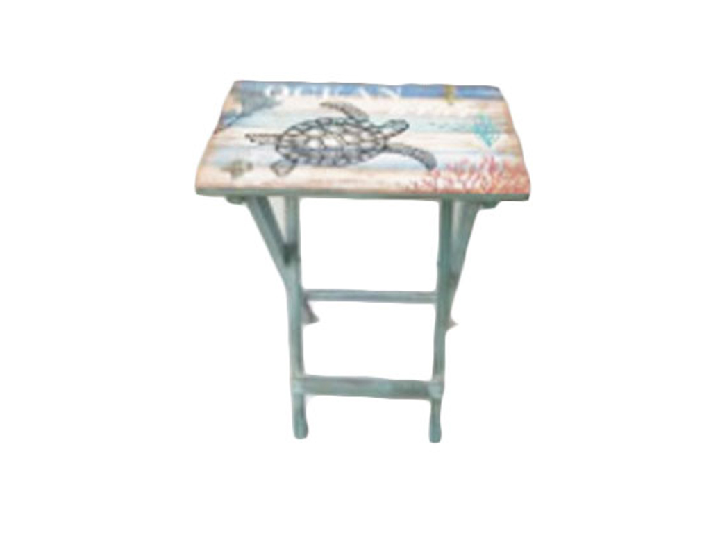 TAVOLINO RETT. LEGNO C/DECORO TARTARUGA 50*35*65 CM