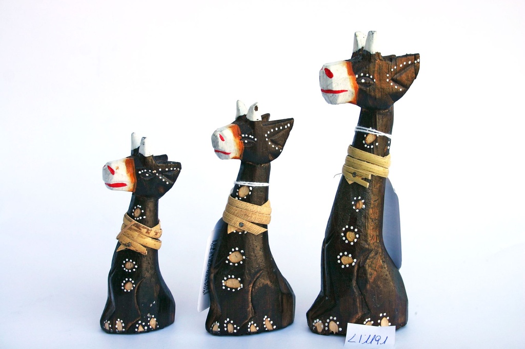 TRIS 3 GIRAFFE H CM 11 13 16 - 4 COL ASS 3pz/cf