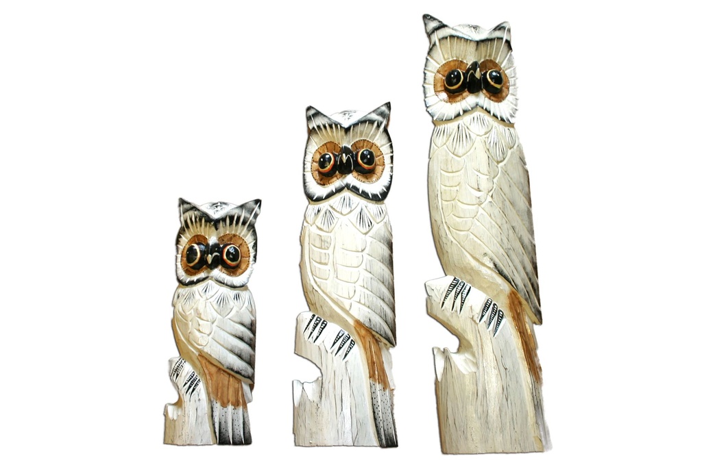 TRIS GUFI LEGNO TOTEM CM 40 60 80 3 COL ASS 