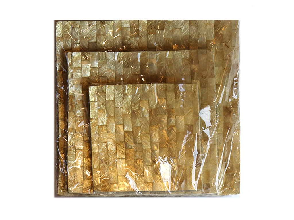 TRIS PIATTI CONCH LAM QUADRATO TROCAS CM 15-20-25