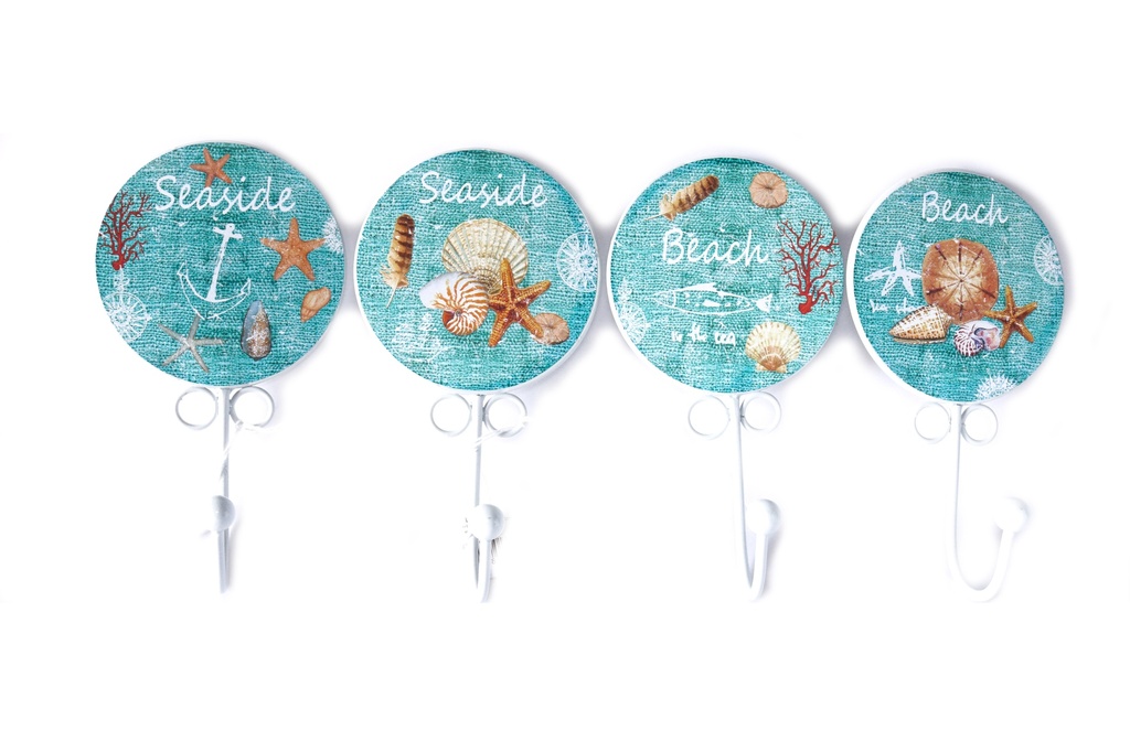 APPENDINI LEGNO 4 DECORI MARINI OVALI 10.6*19.5CM 