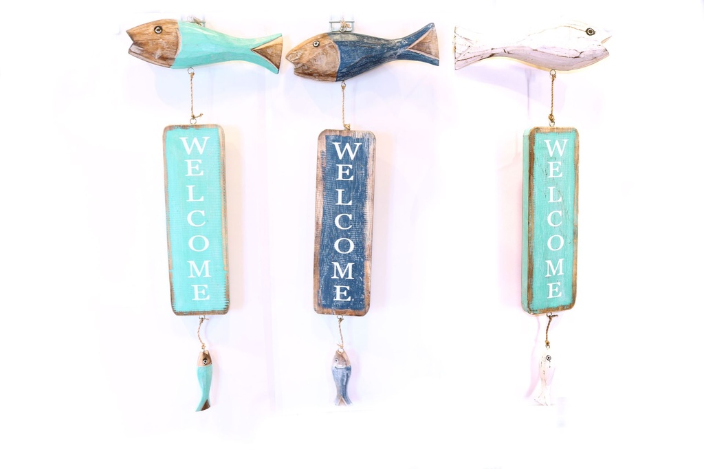CORDA D'APP C/PESCE+TARGA LEGNO WELCOME 3 COL 
