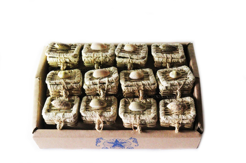CESTINO VIMINI C/COPERCHIO E CONCH DISPL 12 PCS 