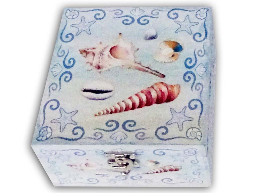 SCATOLE LEGNO 14.3*15*8.3 CM DECORO CONCH 