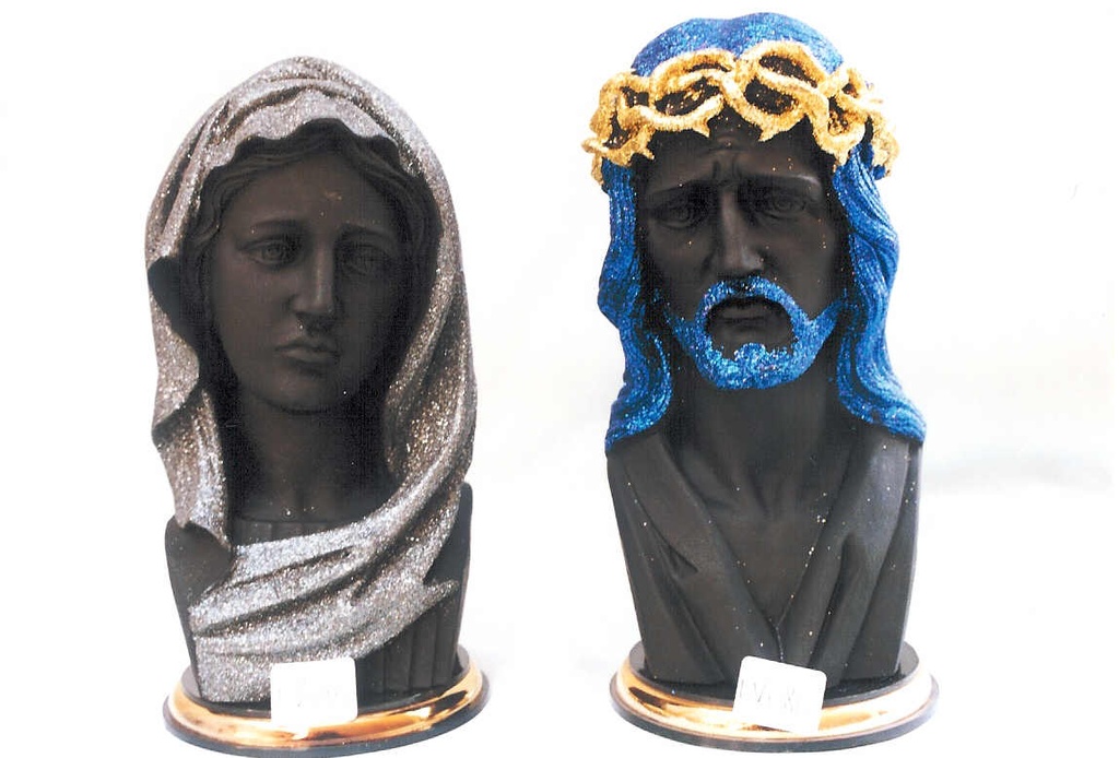 MADONNA MAXI BUSTO BLU C/BASE DORATA 
