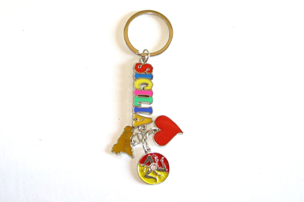 PORTACHIAVI METALLO CHARMES+SCRITTA SICILIA 
