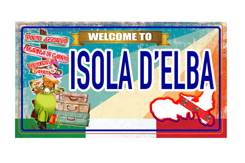 MAGNETE TARGA METALLO 10*5 CM ISOLA D'ELBA CARTELL 