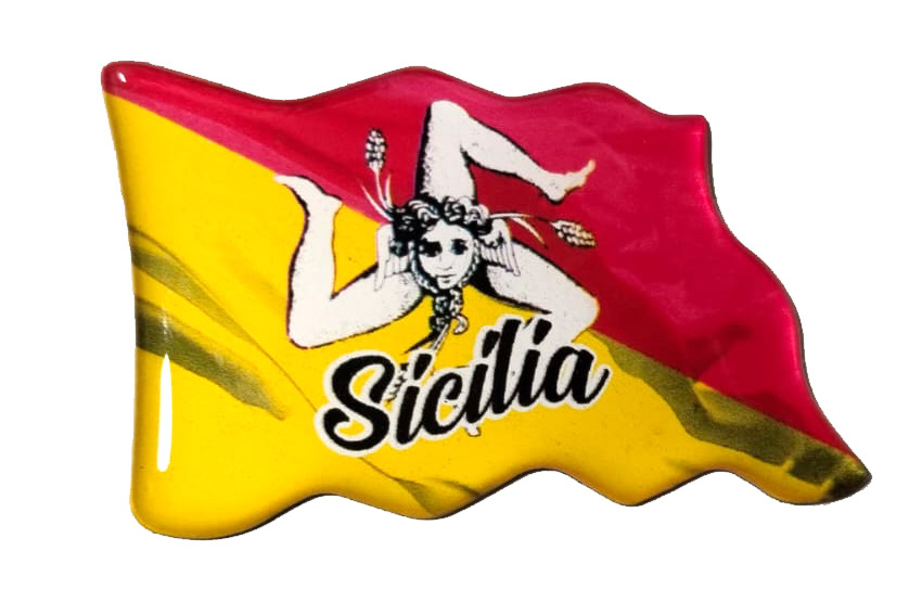 MAGNETE METALLO RESINATO BANDIERA EPOXY SICILIA 