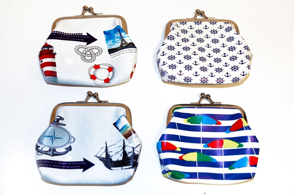 PORTAMONETE STOFFA DISEGNI MARINI 4 MOD 