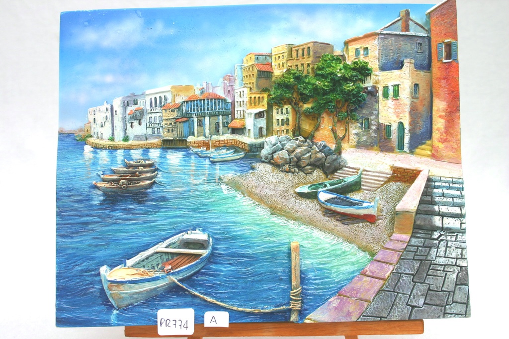 VEDUTA RESINA SU TRESPOLO 15.5*11 BARCHE 