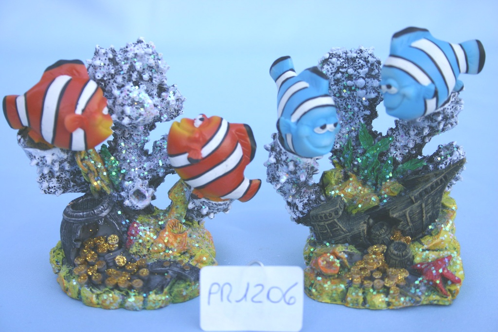 CORALLO c/PESCE E BARCA RESINA 4 MOD.ASS. 