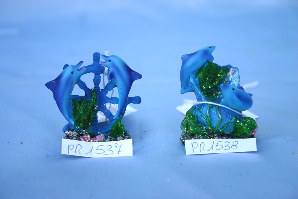 DELFINO RESINA BLU c/CONCHIGLIA 
