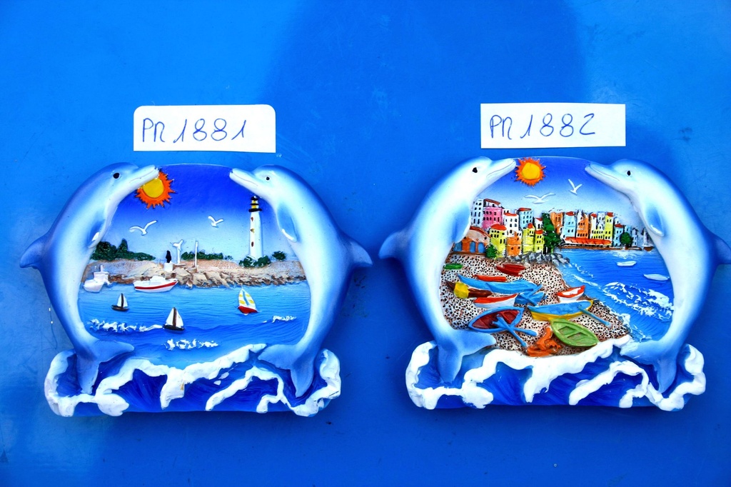 MAGNETE RES.DUE DELFINI BARCHE SPIAGGIA 