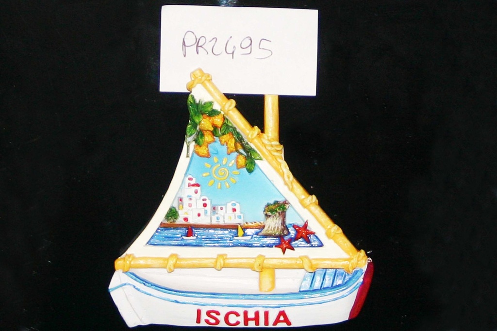MAGNETE RESINA BARCHETTA BIANCA ISCHIA PORTO 