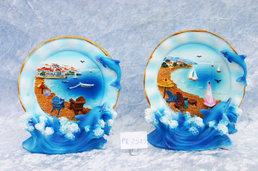 PIATTO RESINA C/BASE E VEDUTA 4 MOD.ASS. 