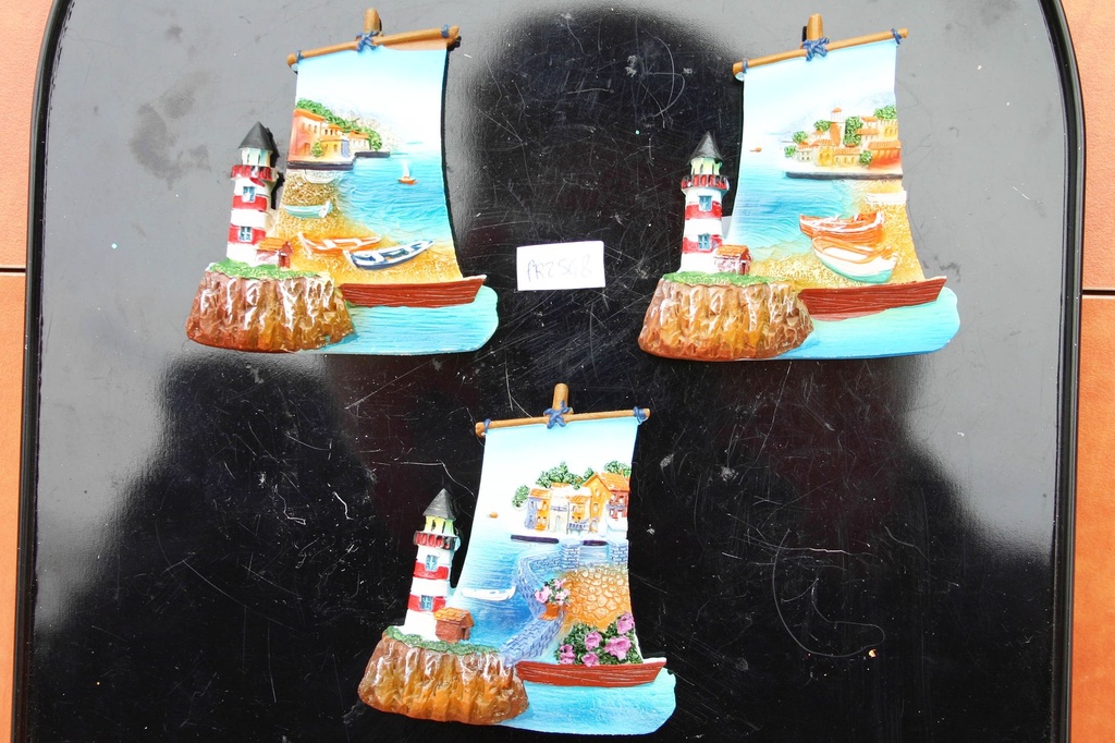 MAGNETE RESINA FARO C/VELA E VEDUTA 3 MOD.ASS. 