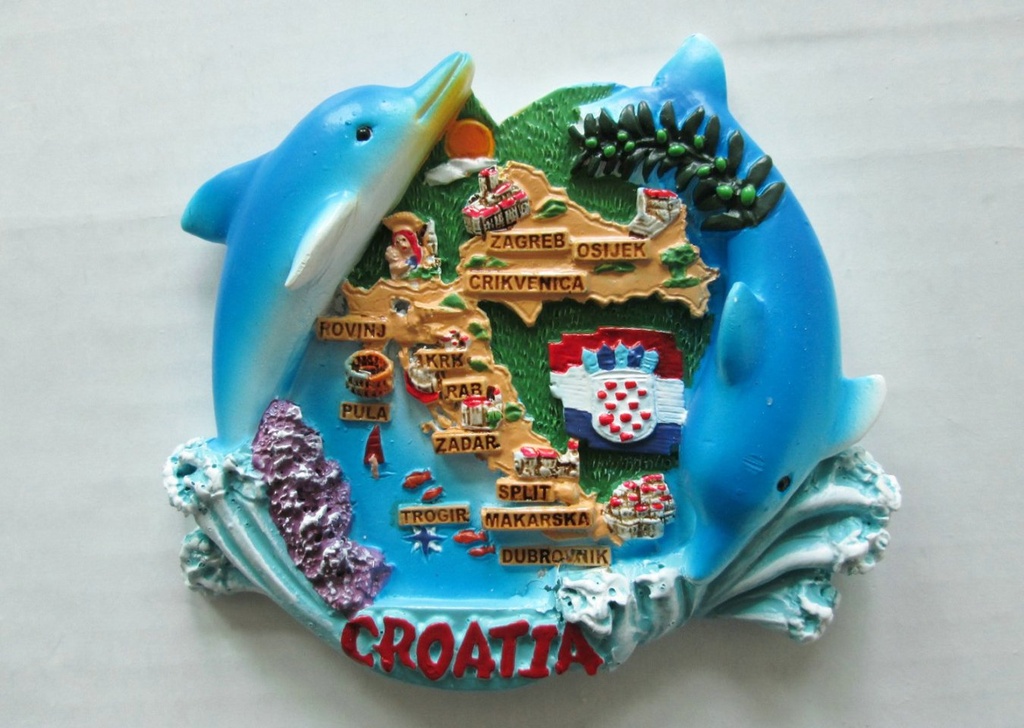 MAGNETE RESINA DELFINI CROATIA MAP 