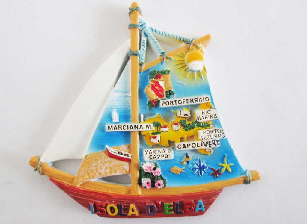 MAGNETE BARCA BIANCA RESINA ISOLA D'ELBA 