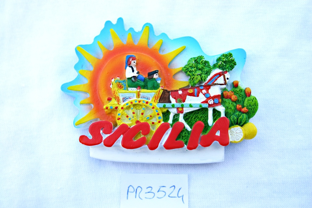 MAGNETE RESINA CARRETTO SICILIANO C/SOLE SICILIA 