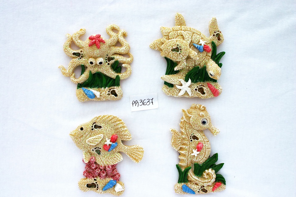 MAGNETI RESINA SABBIA PESCE/TART/CAV/POLIPO 4 MOD ASS