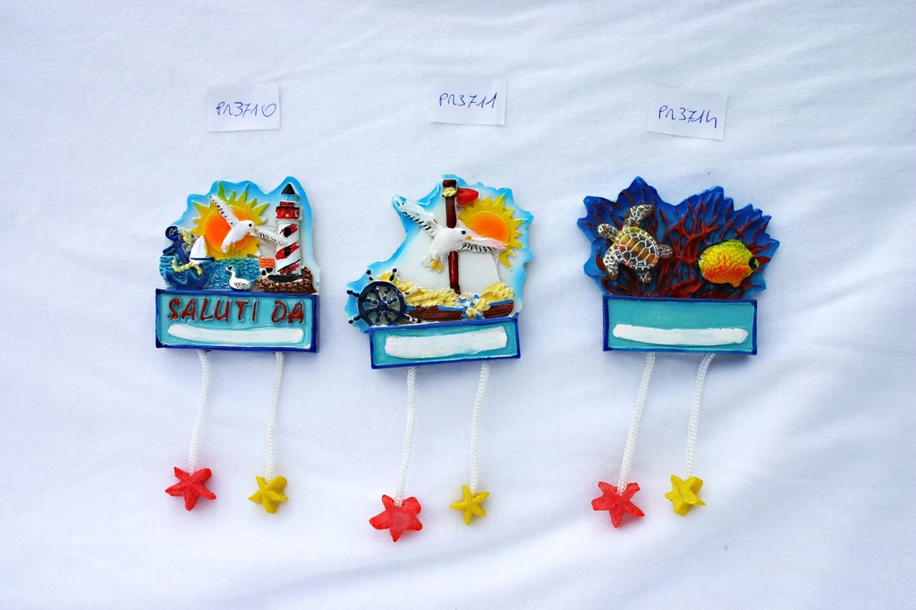 MAGNETE RESINA BARCA GABBIANO C/PENDENTI 