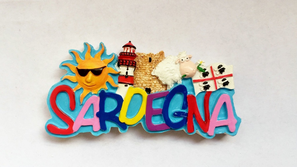 MAGNETE RESINA SCRITTA MULTICOLOR SARDEGNA 