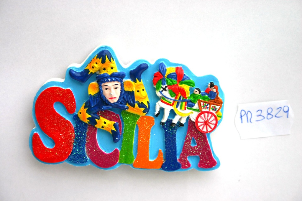 MAGNETE RESINA SCRITTA GLITTER SICILIA 
