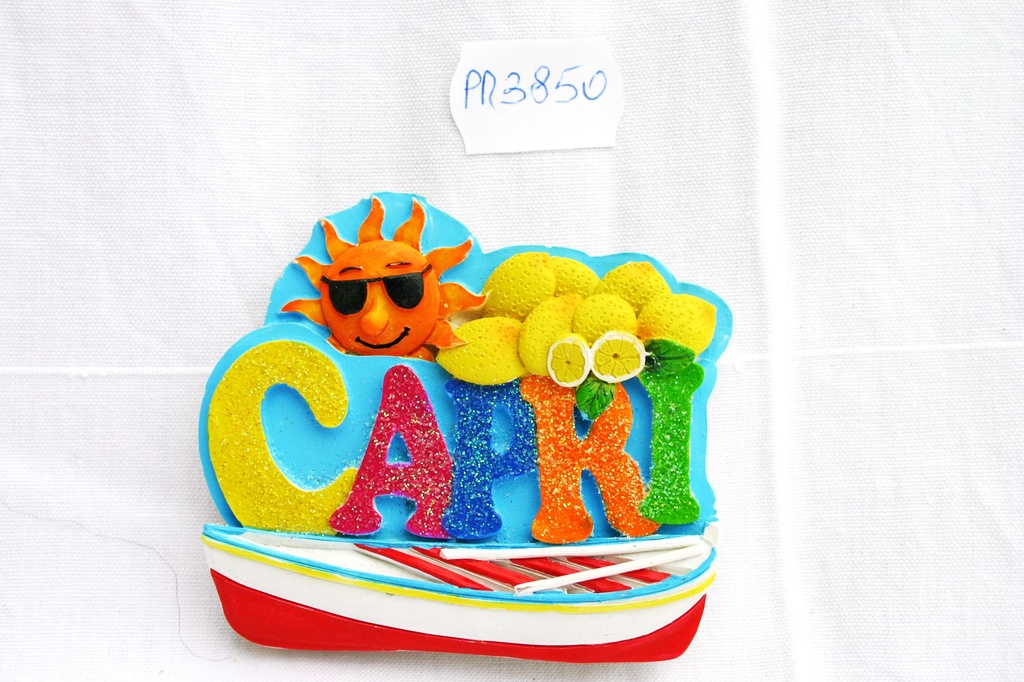 MAGNETE RESINA SCRITTA GLITTER CAPRI 