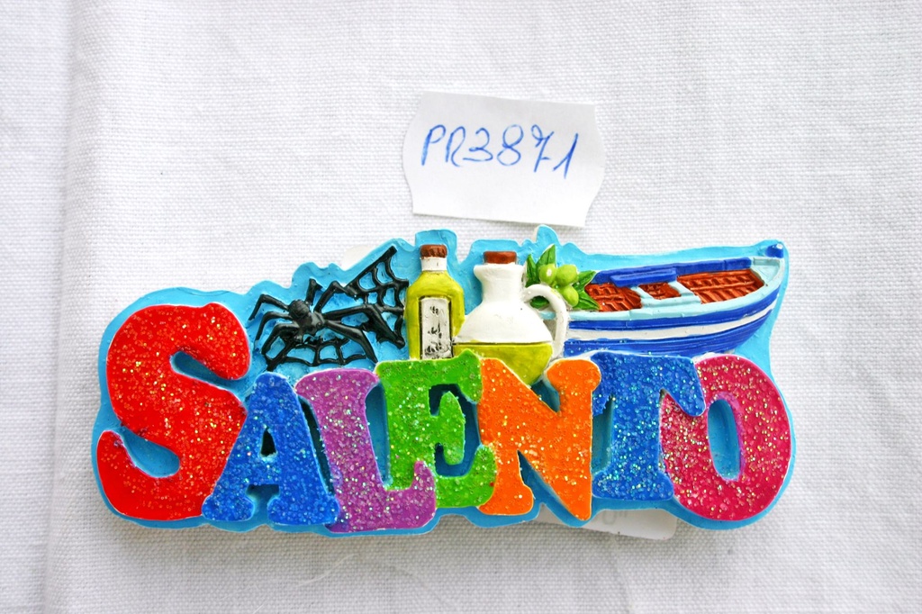 MAGNETE RESINA SCRITTA GLITTER SALENTO 