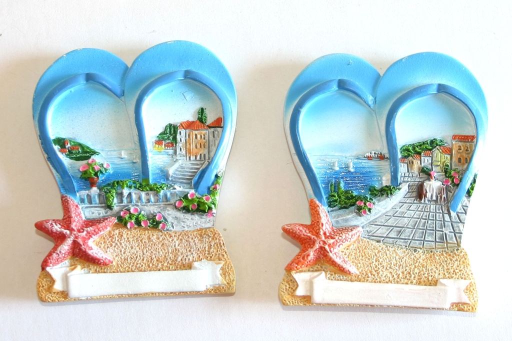 MAGNETE DOPPIA CIABATTA RES C/VED B/SABBIA C/PERG. 2 MOD ASS