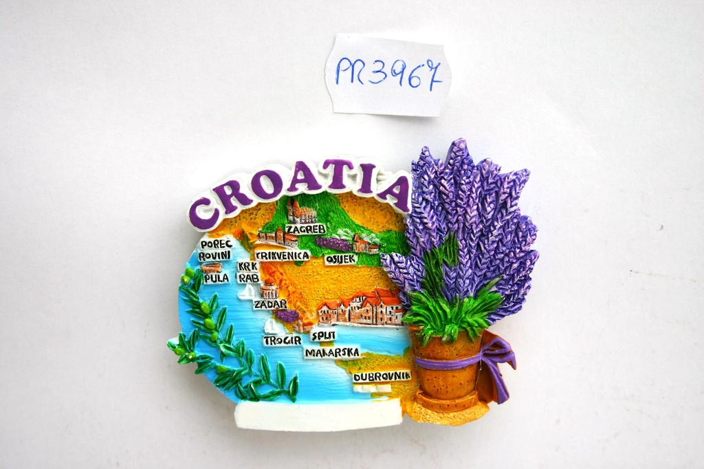 MAGNETE RESINA OVALE LAVANDA MAPPA CROATIA 