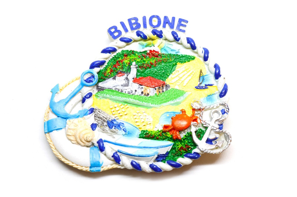 MAGNETE RESINA TONDO BIANCO E BLU BIBIONE 