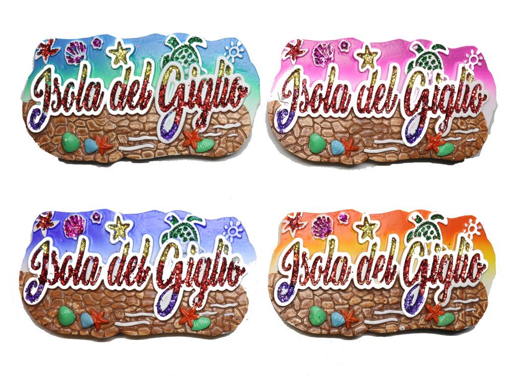 MAGNETE RESINA GLITTER SCRITTA ISOLA DEL GIGLIO 