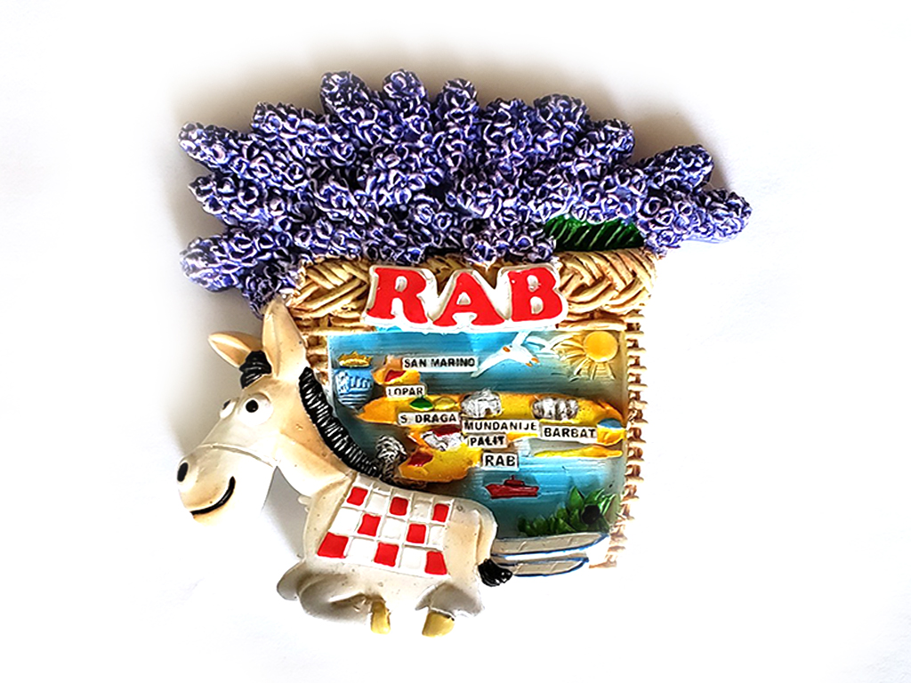 MAGNETE CESTINO LAVANDA E ASINO RAB 