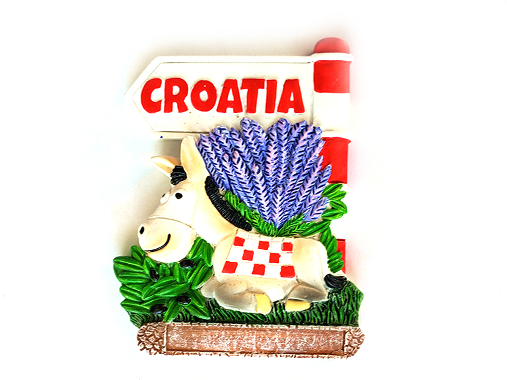 MAGNETE ASINO LAVANDA E SEGNALE CROATIA 