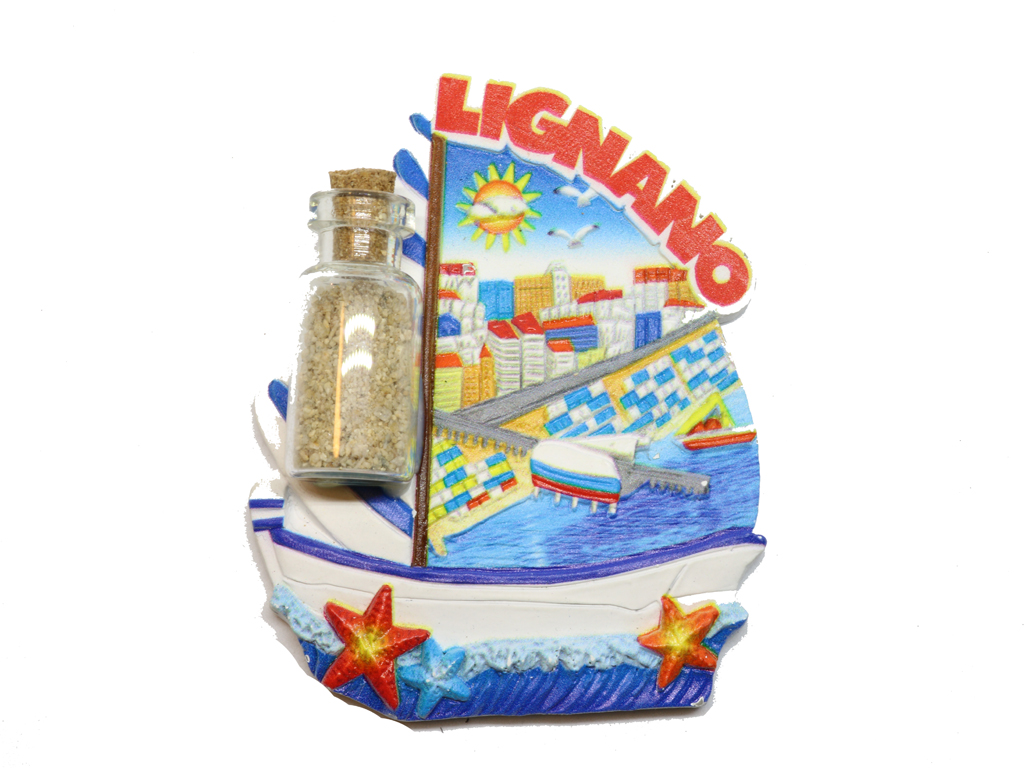 MAGNETE BARCA LIGNANO CON BOTTIGLIA 