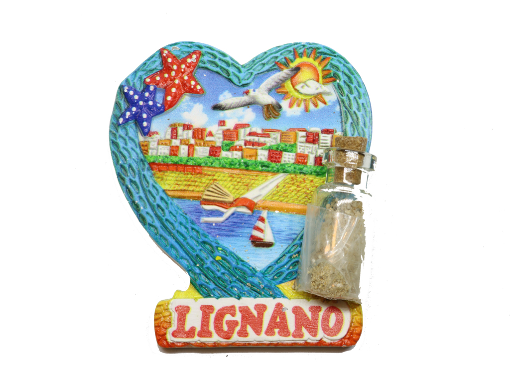 MAGNETE CUORE CORDA LIGNANO CON BOTTIGLIA 