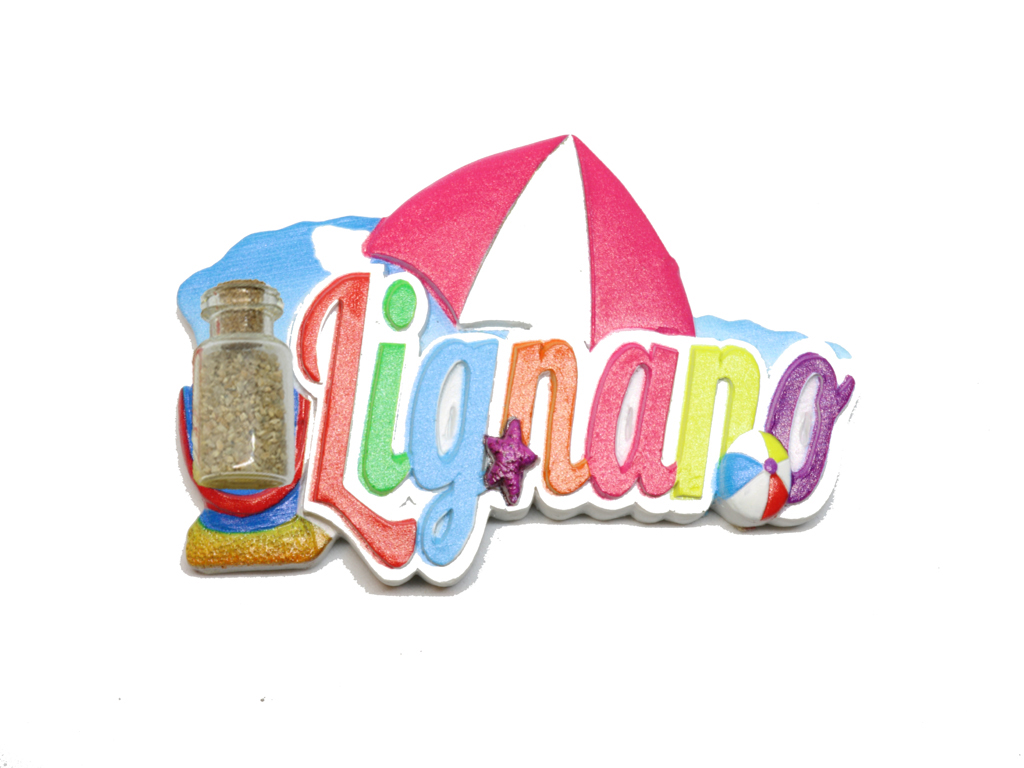 MAGNETE OMBRELLONE PAROLE LIGNANO CON BOTTIGLIA 