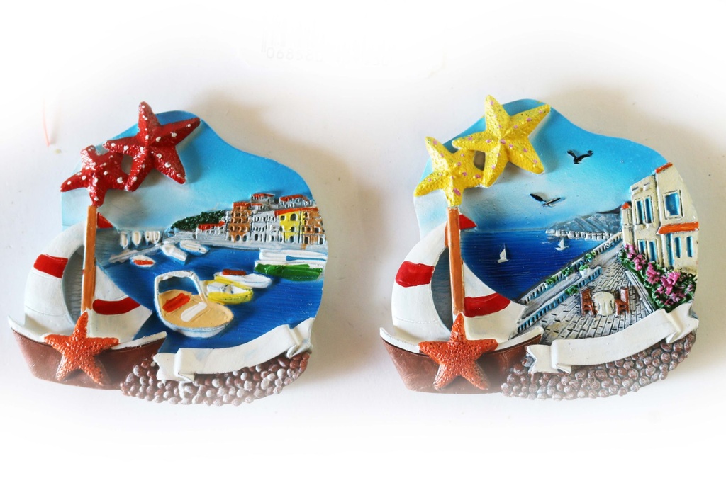 MAGNETE RESINA BARCA+STELLE C/VEDUTA E PERG 2MOD 