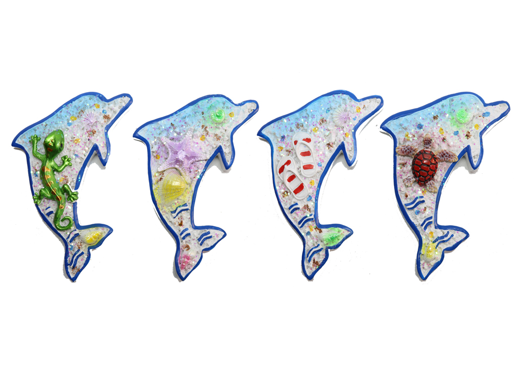 MAGNETE RESINA DELFINO C/VEDUTA MARINA 4 MOD ASS 