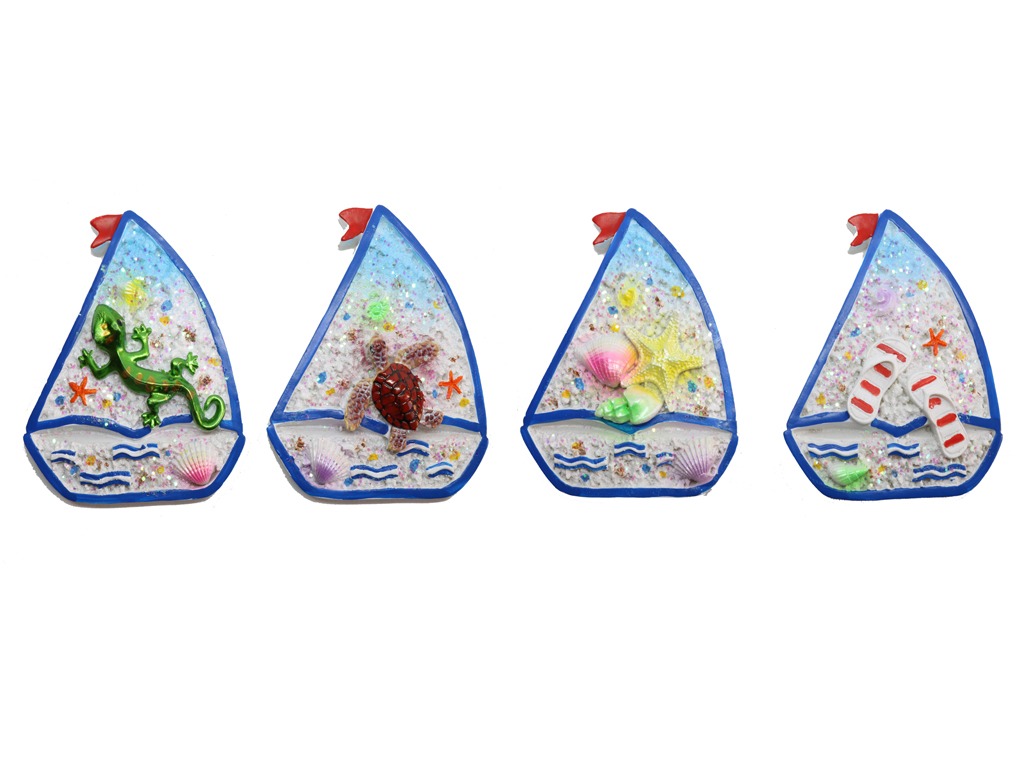 MAGNETE RESINA BARCA C/VEDUTA MARINA 4 MOD ASS 