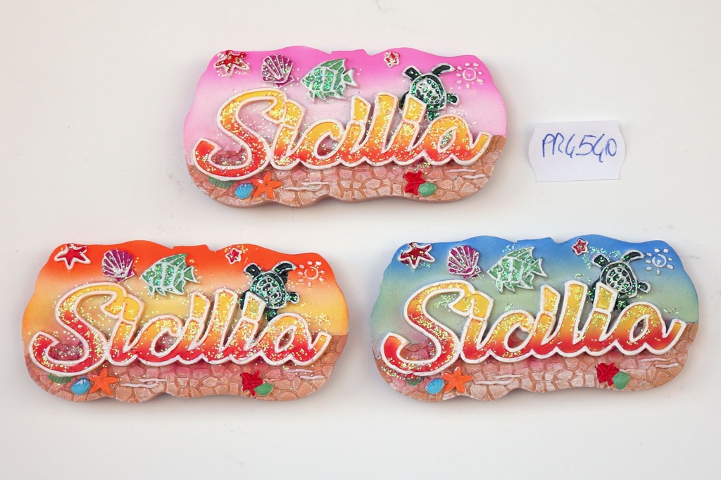 MAGNETE SCRITTA SICILIA GLITTER 