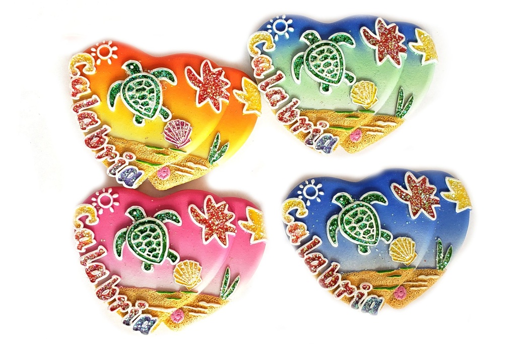 MAGNETE DOPPIO CUORE GLITTER CALABRIA 