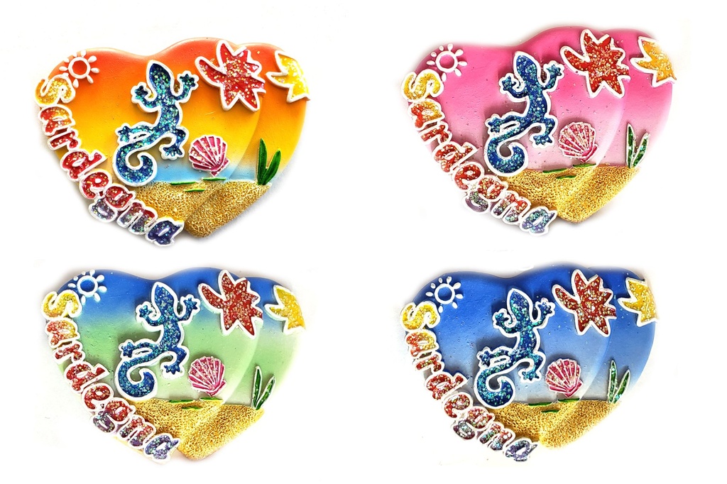 MAGNETE DOPPO CUORE GLITTER SARDEGNA 