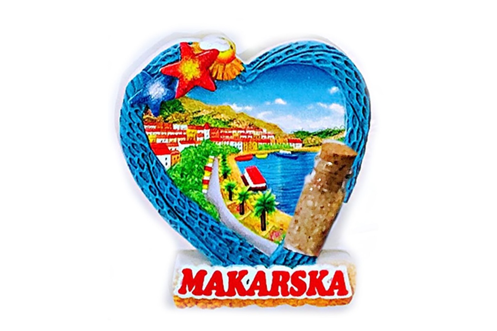 MAGNETE CUORE CON BOTTIGLIA MAKARSKA 