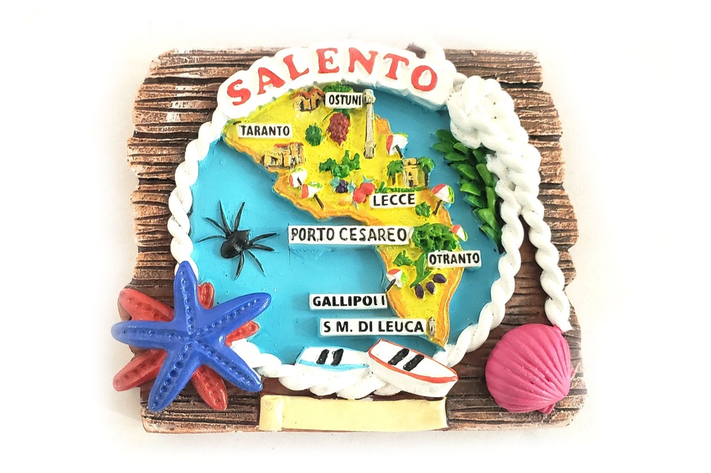 MAGNETE RESINA EFFETTO LEGNO CON CORDA SALENTO 